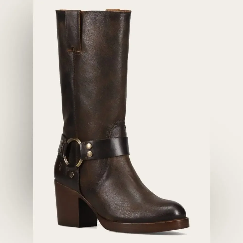 Frye Jean Harness Boot Chocolate 9.5 - Picture 6 of 10